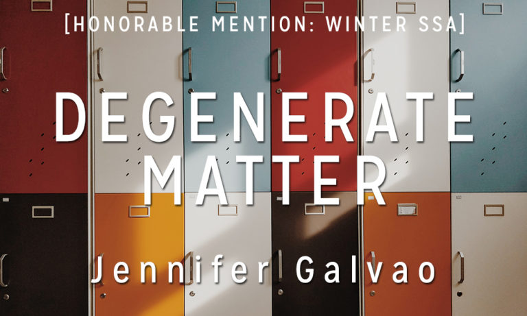 Summer Short Story Award Honorable Mention: “Degenerate Matter” by Jennifer Galvão